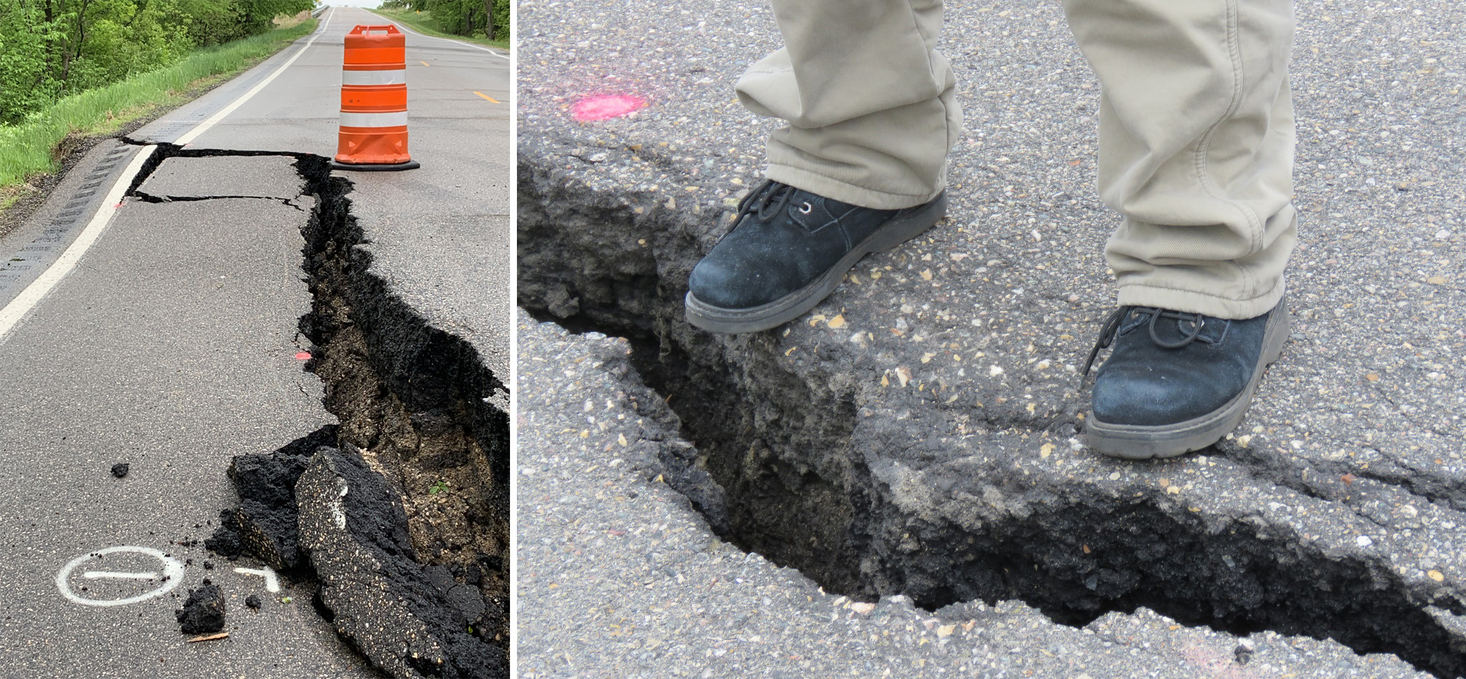 Detail of a crack on Highway 67
