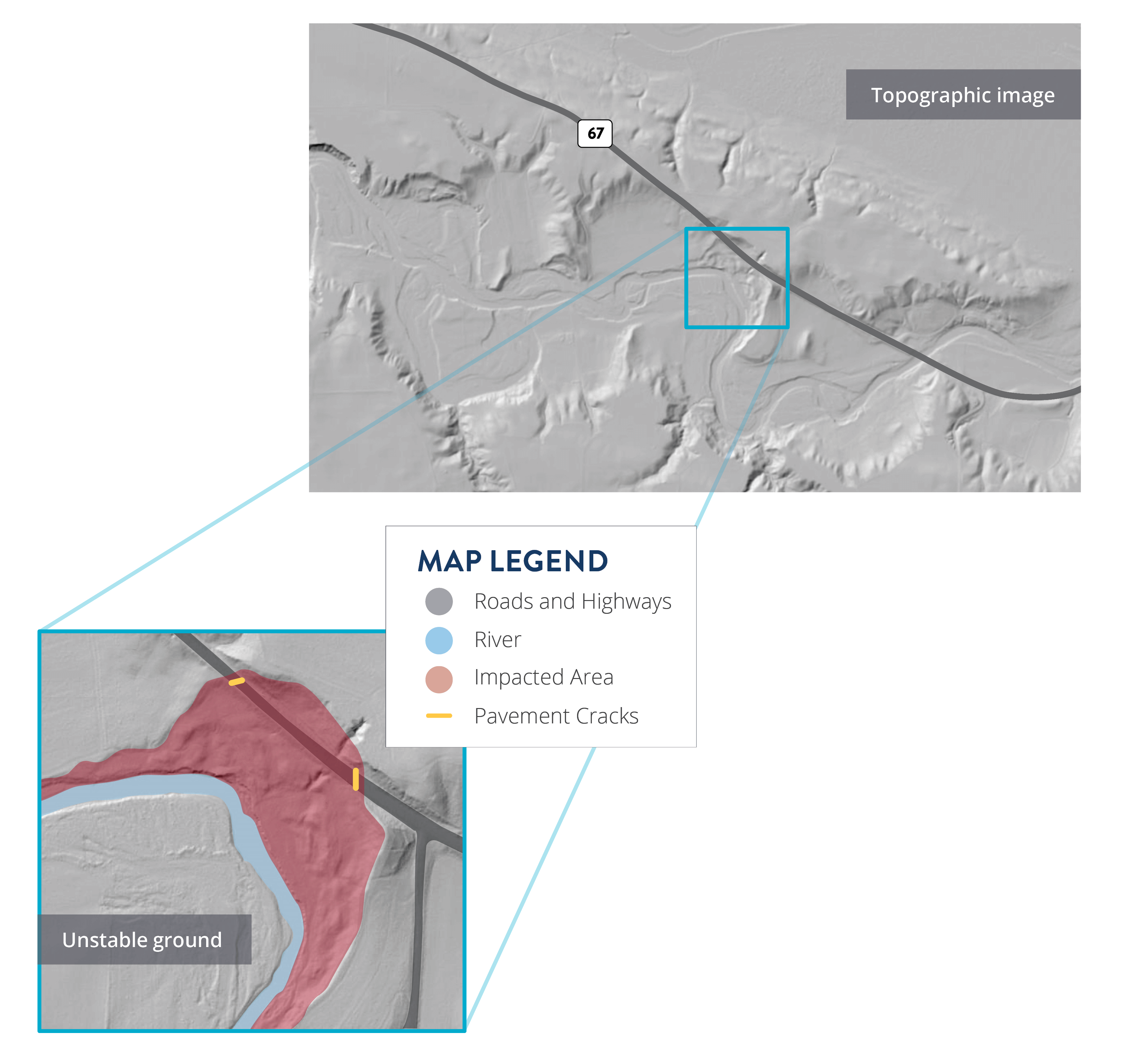 A topographic map of the area